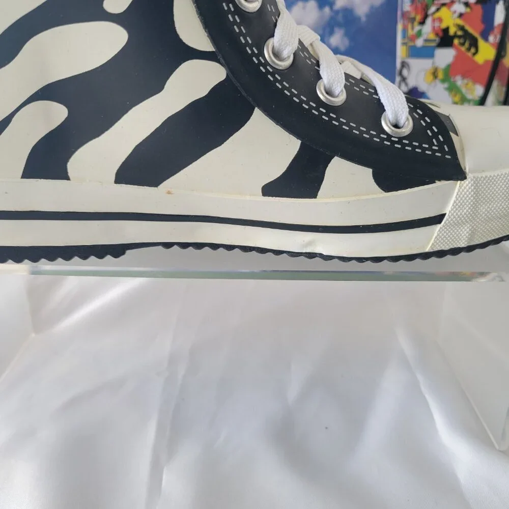 NWT - Elvetik Zebra Stripes Rubber Lace-up Boots Swiss Design (US Size 5)
